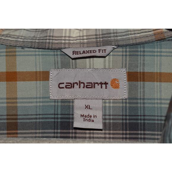 CARHARTT $60 Relaxed Fit Plaid Button Down Long Sleeve Work Shirt Blue Men's XL - Picture 4 of 4